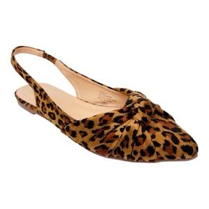 CHASE + CHLOE Heron-1 Suede Leopard Print Pointed Toe Slingback Flats Size 6